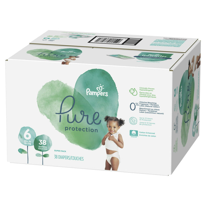 Pampers Pure Protection Natural Diapers, Size 6, 38 Count