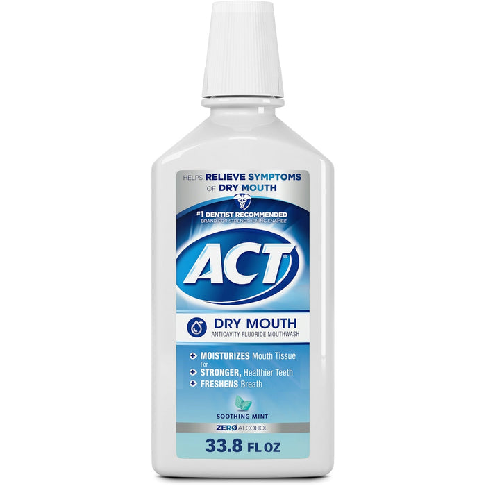 ACT Total Care Dry Mouth Anticavity Fluoride Mouthwash Soothing Mint 33.80 Oz