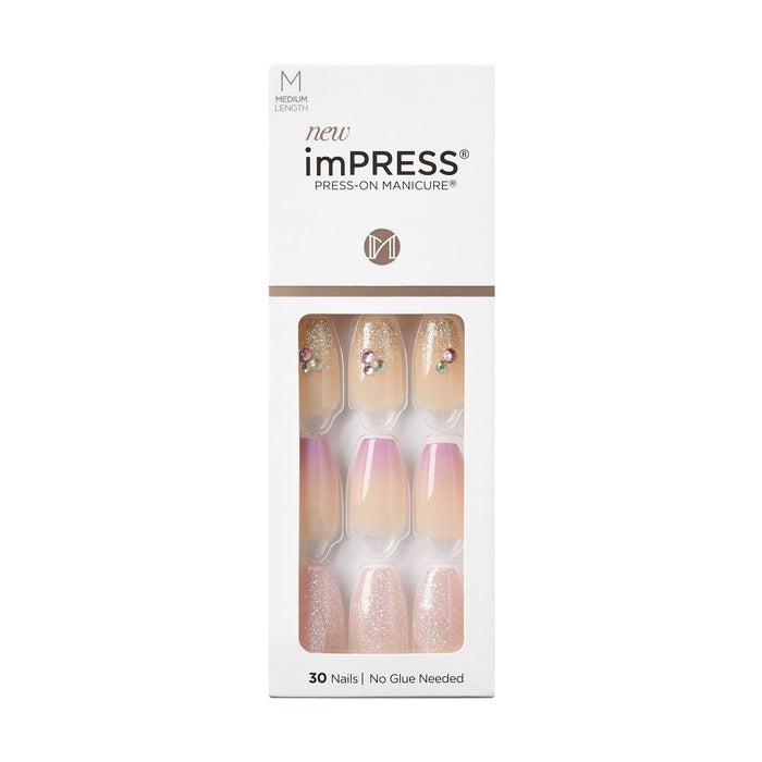 KISS imPRESS Medium Length Press-On Nails, May Flower, 30 Count