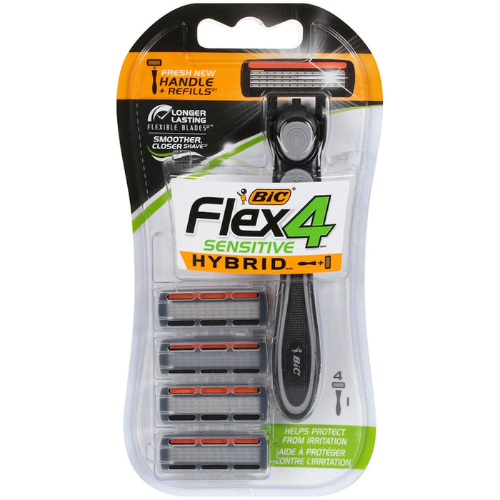 BIC Hybrid 4 Flex Men's Disposable Razor - 1 Handle and 4 Cartridge Refills