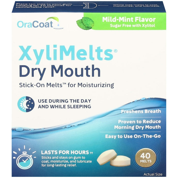 OraCoat Xylimelts For Dry Mouth Mild Mint - 40 Discs