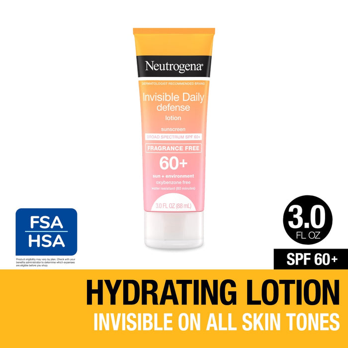 Neutrogena Invisible Daily Defense Sunscreen Lotion, SPF 60+, 3 Oz
