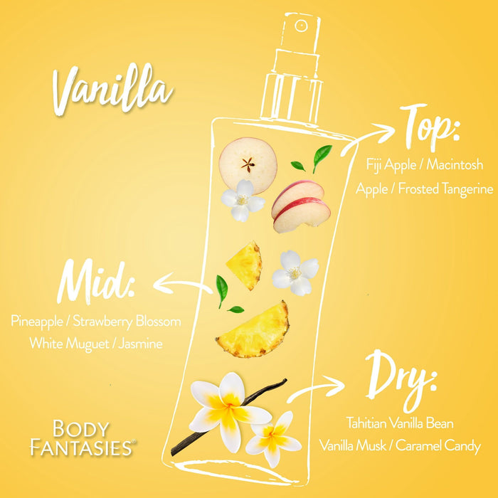 Body Fantasies Signature Fragrance Body Spray, Vanilla, 8 fl oz