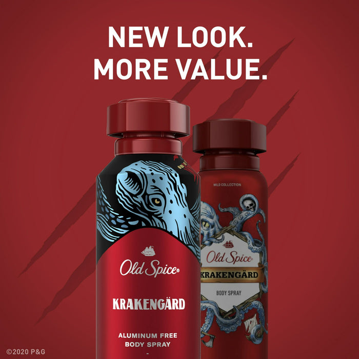 Old Spice Aluminum Free Body Spray for Men, Krakengard, 5.1 Oz