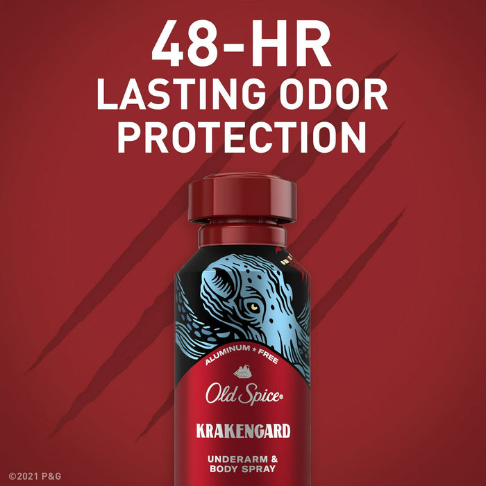 Old Spice Aluminum Free Body Spray for Men, Krakengard, 5.1 Oz