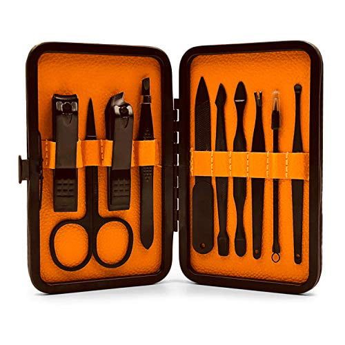 Wild Willies Arsenal Manicure and Pedicure Set, Men's Grooming Kit, Black, 10 Pieces