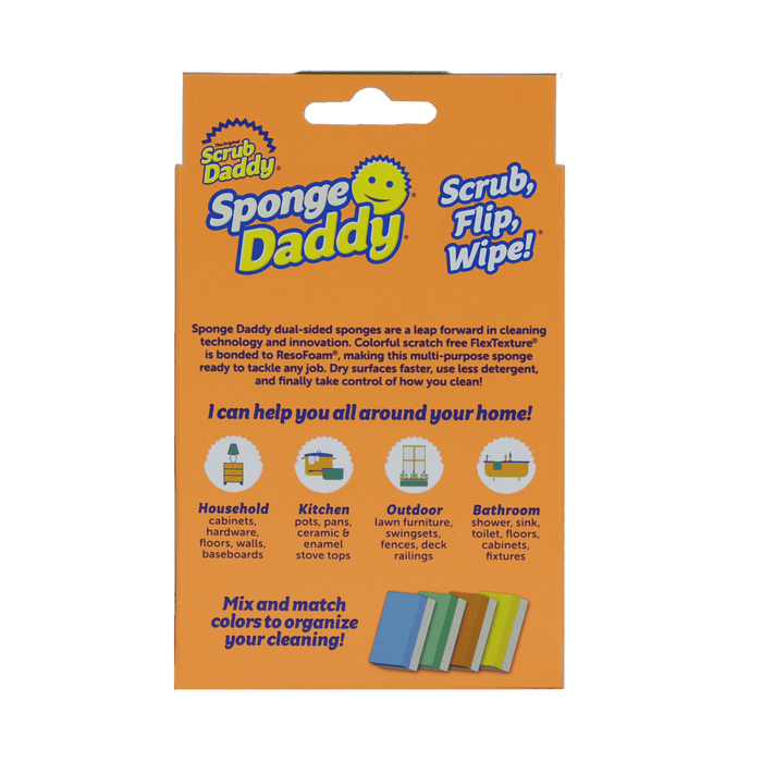 Scrub Daddy Sponge Daddy Dual-Sided Non- Scratch Sponge, 4 Count