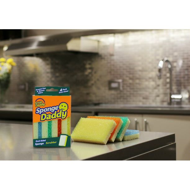 Scrub Daddy Sponge Daddy Dual-Sided Non- Scratch Sponge, 4 Count