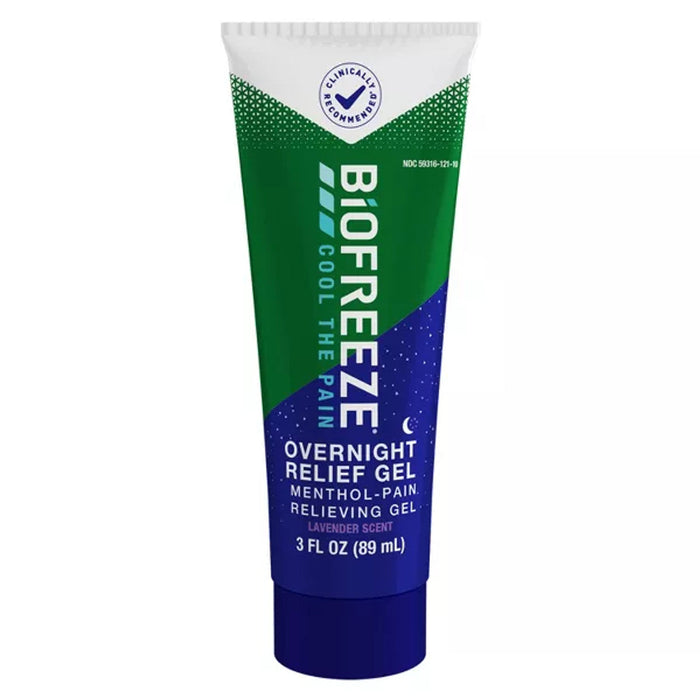 Biofreeze Overnight Relief Gel - 3 oz Tube - Cooling Menthol with Lavender Scent