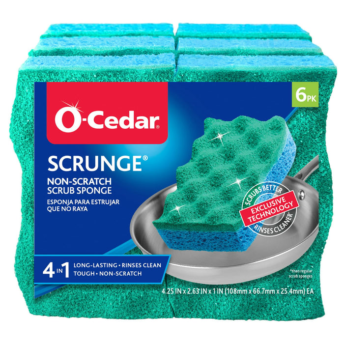 O Cedar Scrunge Sponge, Multi-Use Non-Scratch Sponge, 6 count