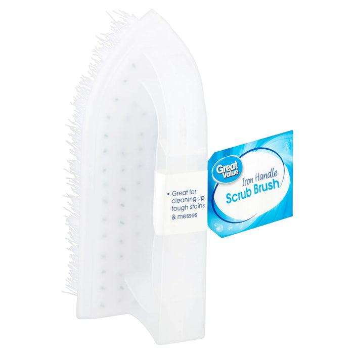 Great Value Iron Handle Multi-Purpose Cleaning Scrub Brush, White