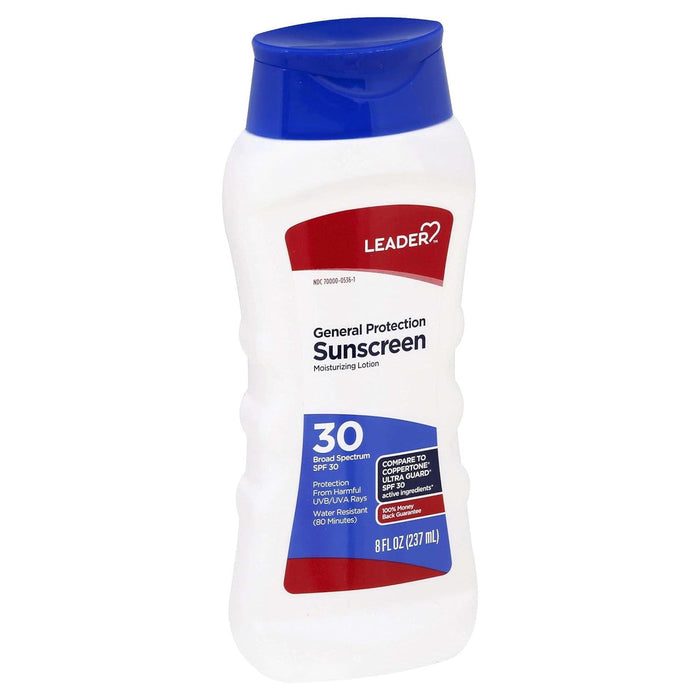 Leader Sunscreen Lotion SPF 30 | Broad Spectrum UVA/UVB Protection | Water Resistant | 8 oz