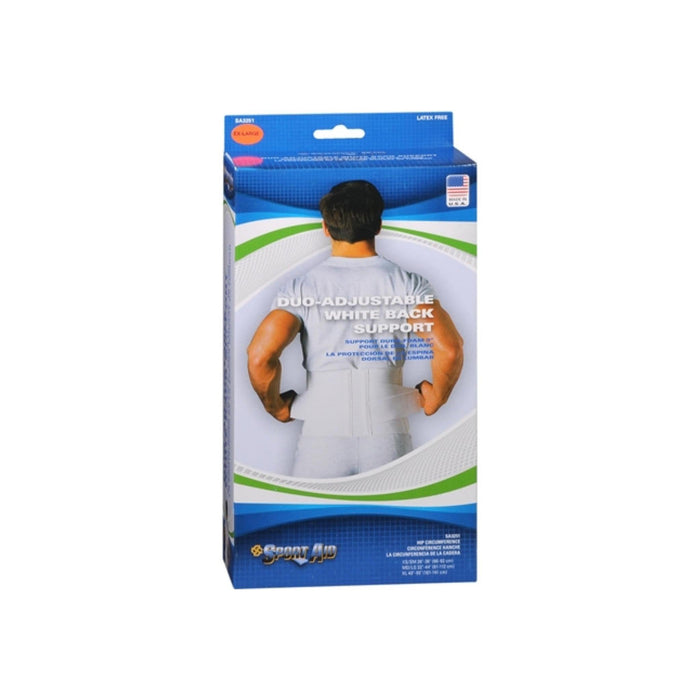 Sport Aid Duo-Adjustable Back Support – White (M/L)