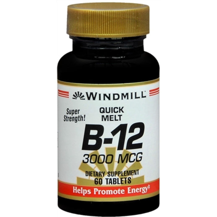 Windmill® Vitamin B-12 3000 mcg – High Potency Quick Melt Tablets