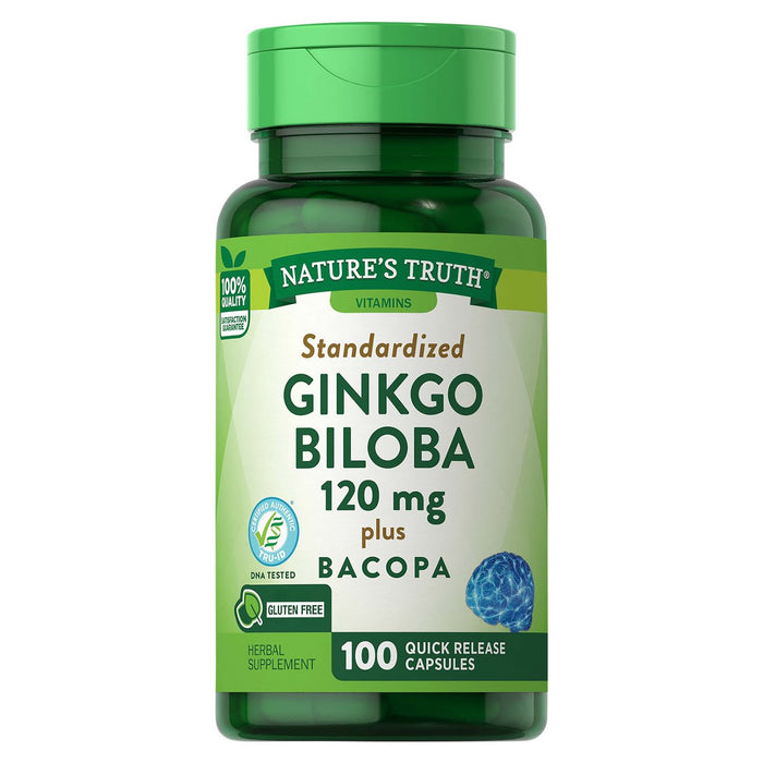 Nature's Truth Standardized Extract Ginkgo Biloba Plus Dietary Supplement Quick Release Capsules - 100ct