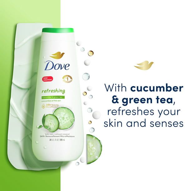 Dove Refreshing Body Wash Cucumber and Green Tea Cleanser, 20 oz