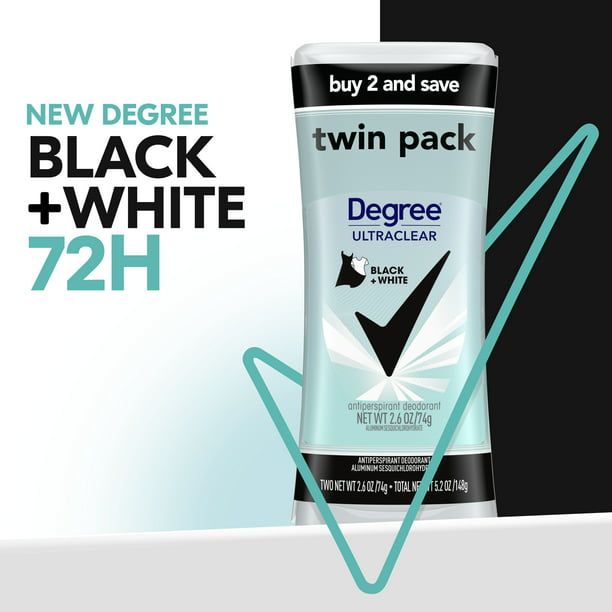 Degree Ultra Clear Black+White Antiperspirant Deodorant, 2.6 oz, Twin Pack