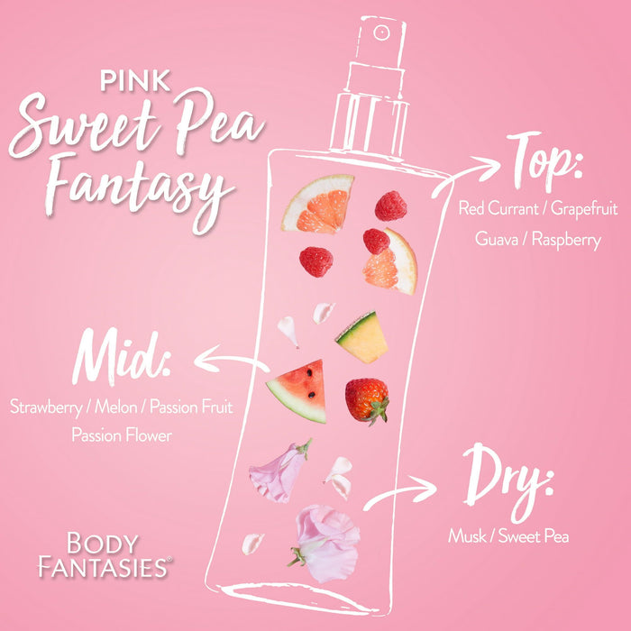 Body Fantasies Signature Fragrance Body Spray, Pink Sweet Pea Fantasy, 8 fl oz