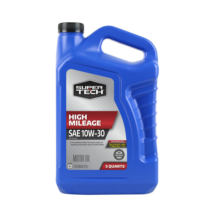 Super Tech High Mileage SAE 10W-30 Motor Oil, 5 Quarts