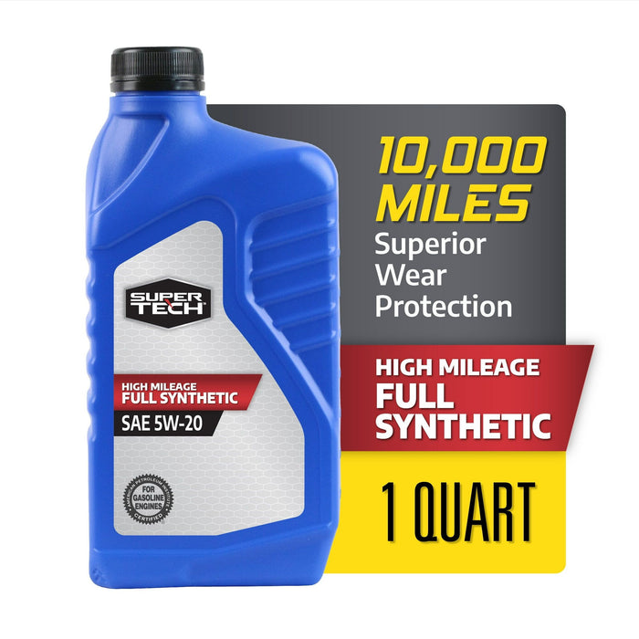 Super Tech High Mileage Full Synthetic SAE 5W-20 Motor Oil, 1 Quart