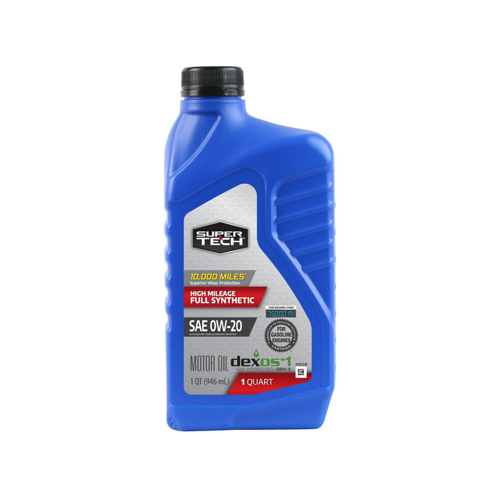 Super Tech High Mileage Full Synthetic SAE 0W-20 Motor Oil, 1 Quart