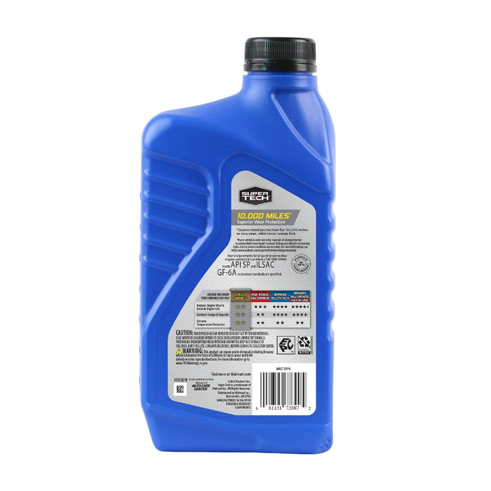 Super Tech High Mileage Full Synthetic SAE 10W-30 Motor Oil, 1 Quart