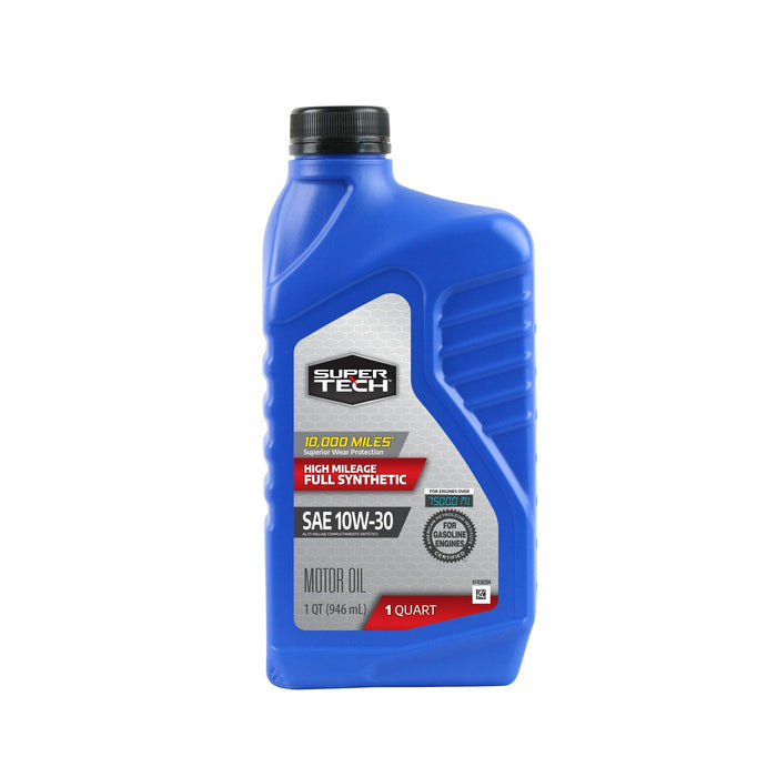 Super Tech High Mileage Full Synthetic SAE 10W-30 Motor Oil, 1 Quart