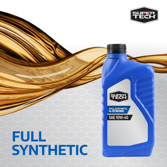 Super Tech Full Synthetic SAE 10W-40 4-Stroke Motorcycle Oil, 1 Quart