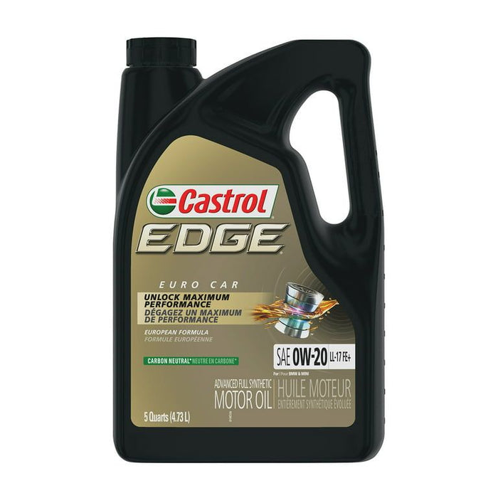 Castrol Edge 0W-20 LL-17 FE+ Advanced Full Synthetic Motor Oil, 5 Quarts