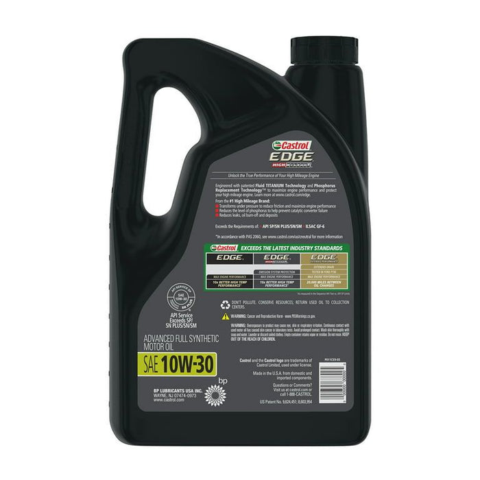 Castrol Edge High Mileage 10W-30 Advanced Full Synthetic Motor Oil, 5 Quarts, Case of 3