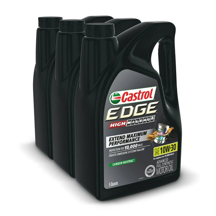 Castrol Edge High Mileage 10W-30 Advanced Full Synthetic Motor Oil, 5 Quarts, Case of 3