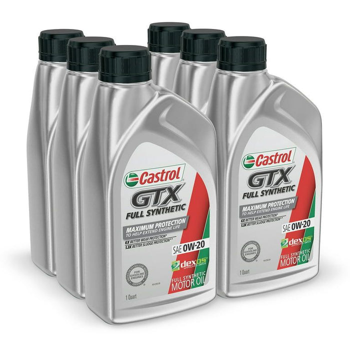 Castrol GTX Full Synthetic 0W-20 Motor Oil, 1 Quart, Case of 6