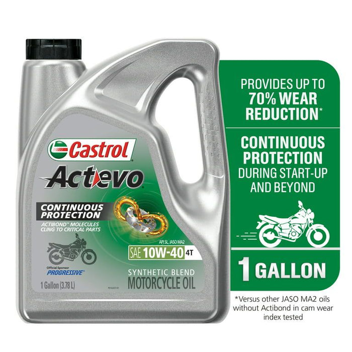 Castrol Actevo 4T 10W-40 Part Synthetic Motorcycle Oil, 1 Gallon