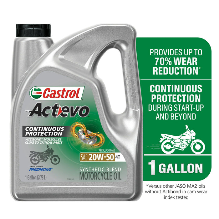 Castrol Actevo 4T 20W-50 Part Synthetic Motorcycle Oil, 1 Gallon