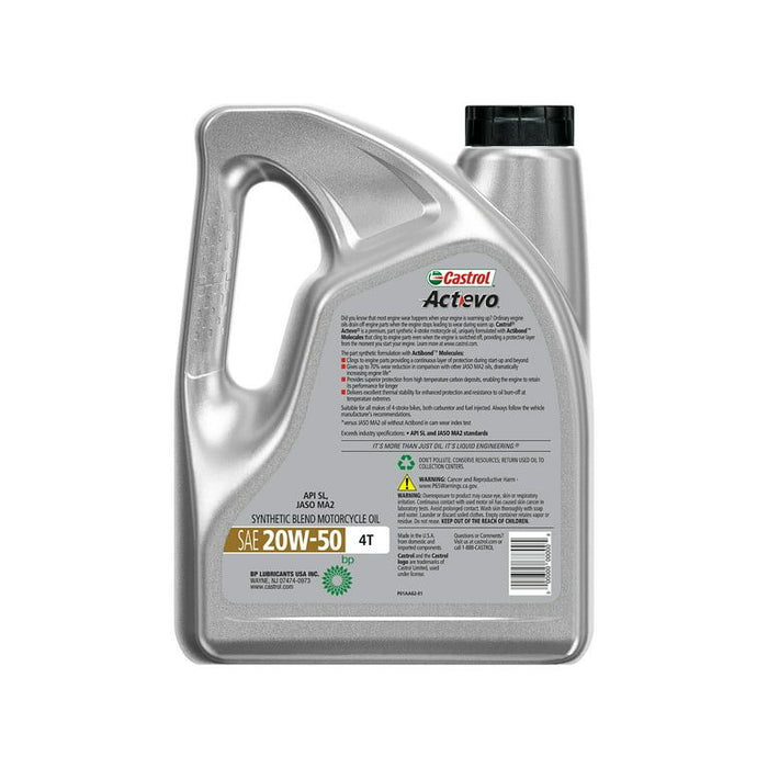 Castrol Actevo 4T 20W-50 Part Synthetic Motorcycle Oil, 1 Gallon