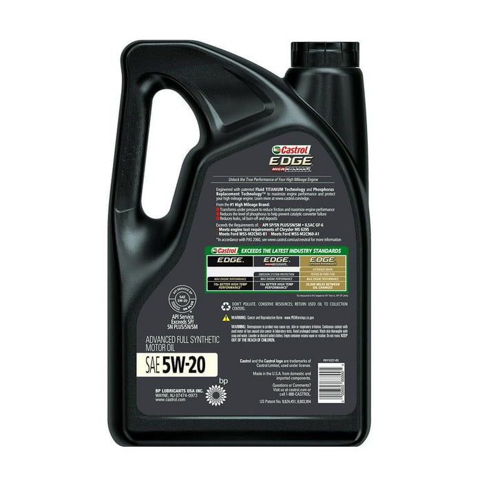 Castrol Edge High Mileage 5W-20 Advanced Full Synthetic Motor Oil, 5 Quarts, Case of 3