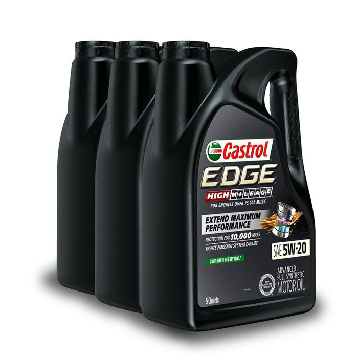 Castrol Edge High Mileage 5W-20 Advanced Full Synthetic Motor Oil, 5 Quarts, Case of 3