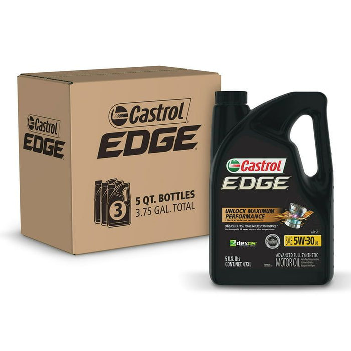 Castrol Edge 5W-30 Advanced Full Synthetic Motor Oil, 5 Quarts, Case of 3