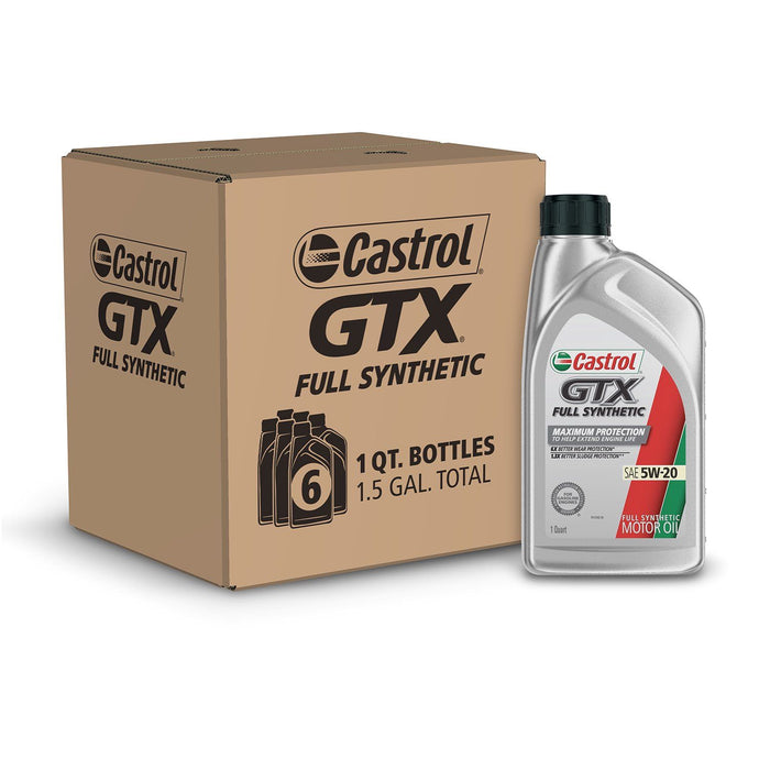 Castrol GTX Full Synthetic 5W-20 Motor Oil, 1 Quart, Case of 6