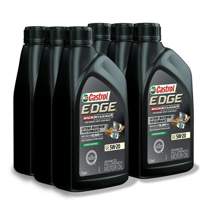 Castrol EDGE High Mileage 5W-20 Advanced Full Synthetic Motor Oil, 1 Quart, Case of 6