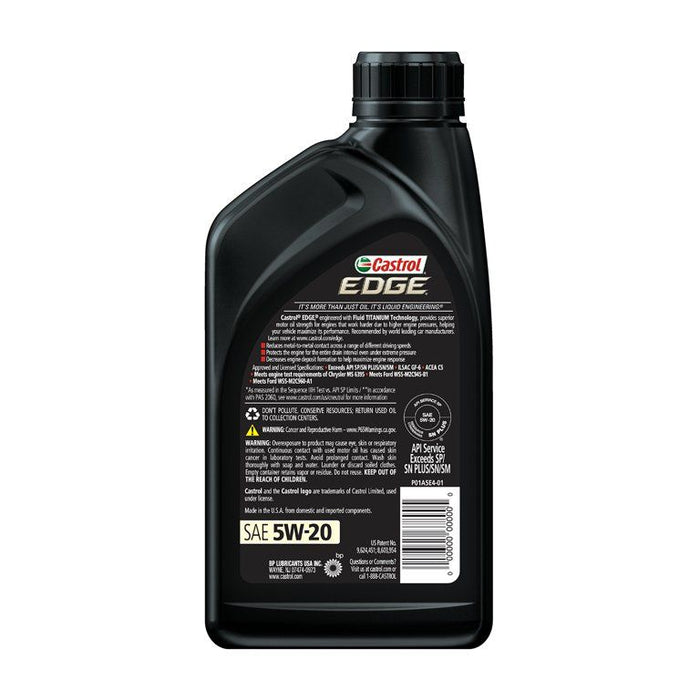 Castrol Edge 5W-20 Advanced Full Synthetic Motor Oil, 1 Quart, Case of 6