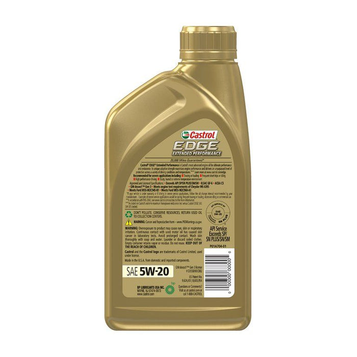 Castrol Edge Extended Performance 5W-20 Advanced Full Synthetic Motor Oil, 1 Quart, Case of 6