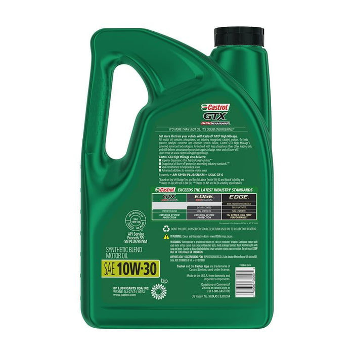 Castrol GTX High Mileage 10W-30 Synthetic Blend Motor Oil, 5 Quarts, Case of 3