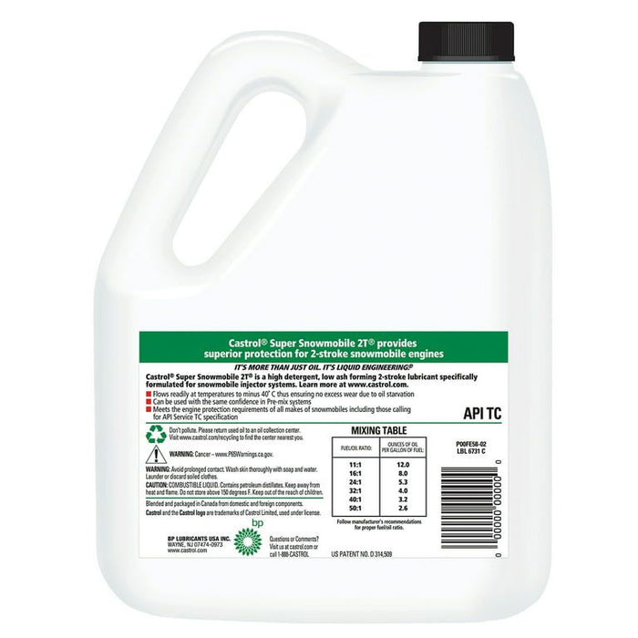 Castrol 2T 2 Stroke Super Snowmobile Oil, 4 Liter