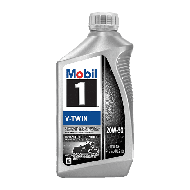 Mobil 1 V-Twin Full Synthetic Motorcycle Oil 20W-50, 1 qt