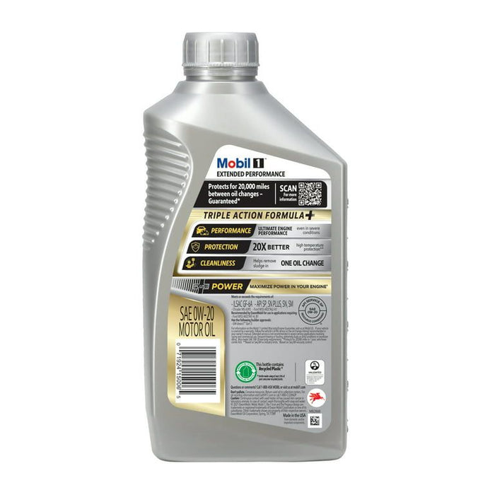 Mobil 1 Extended Performance Full Synthetic Motor Oil 0W-20, 1 qt