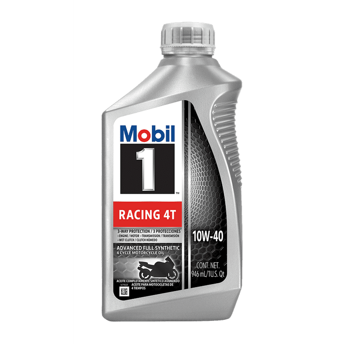 Mobil 1 Racing 4T Full Synthetic Motorcycle Oil 10W-40, 1 qt