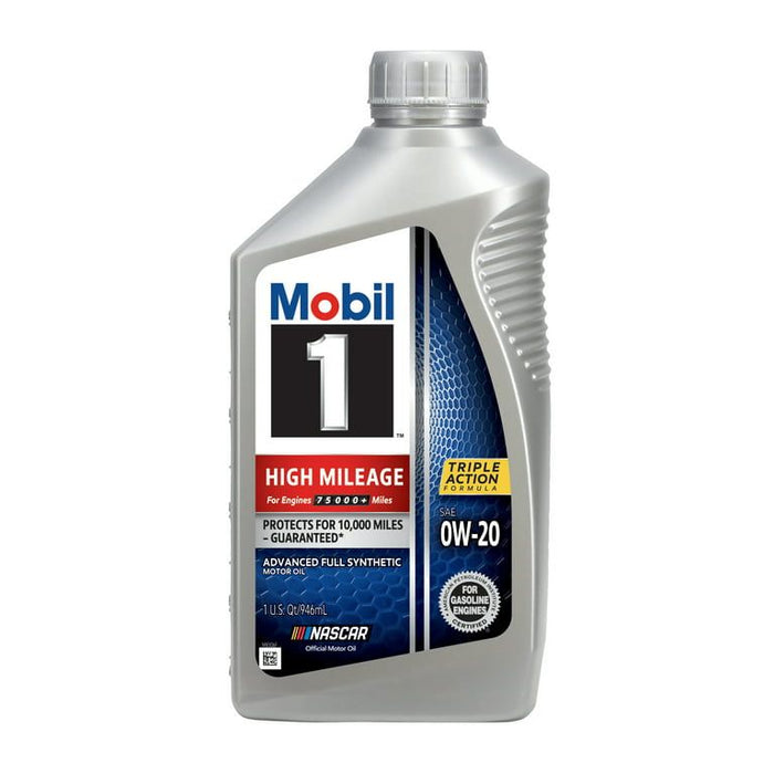 Mobil 1 High Mileage Full Synthetic Motor Oil 0W-20, 1 qt