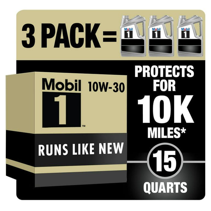 Mobil 1 Advanced Full Synthetic Motor Oil 10W-30, 5 qt (3 Pack)