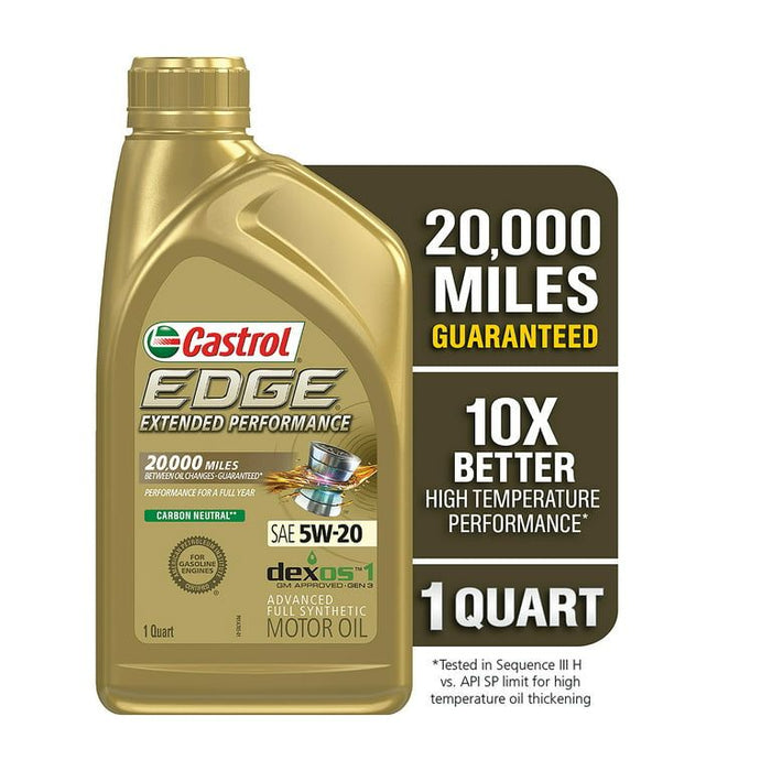 Castrol Edge Extended Performance 5W-20 Advanced Full Synthetic Motor Oil, 1 Quart